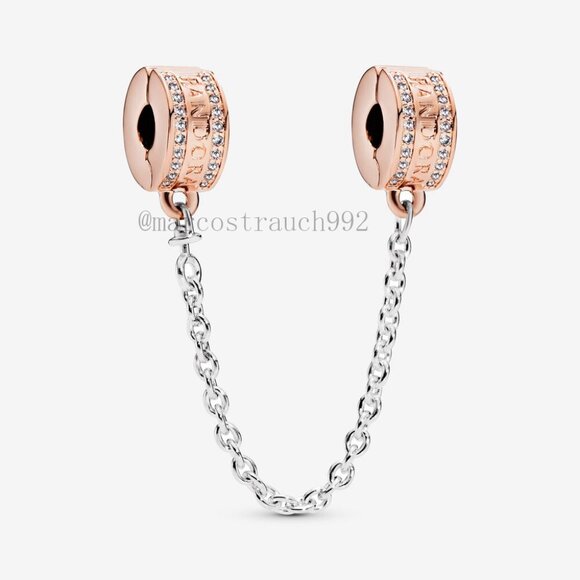 Pandora logo fixed clip safety chain - Picture 1 of 4